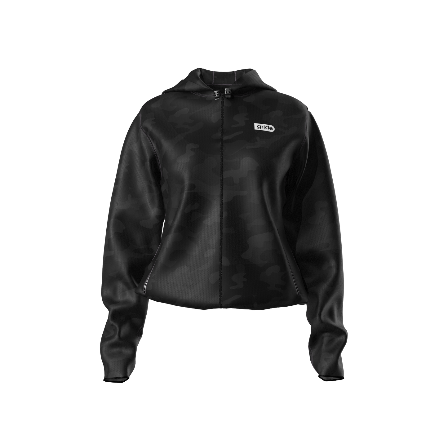 Rompevientos deportivo camuflaje negro con gorro