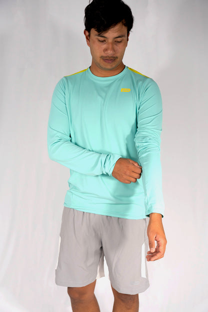 Playera deportiva de manga larga Turquesa