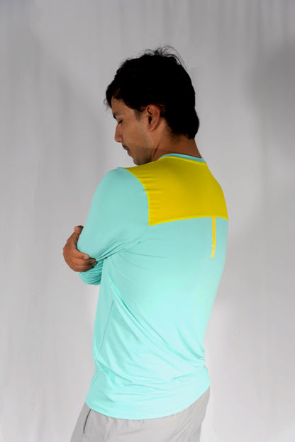 Playera deportiva de manga larga Turquesa