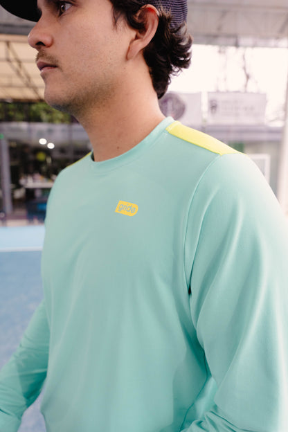 Playera deportiva de manga larga Turquesa