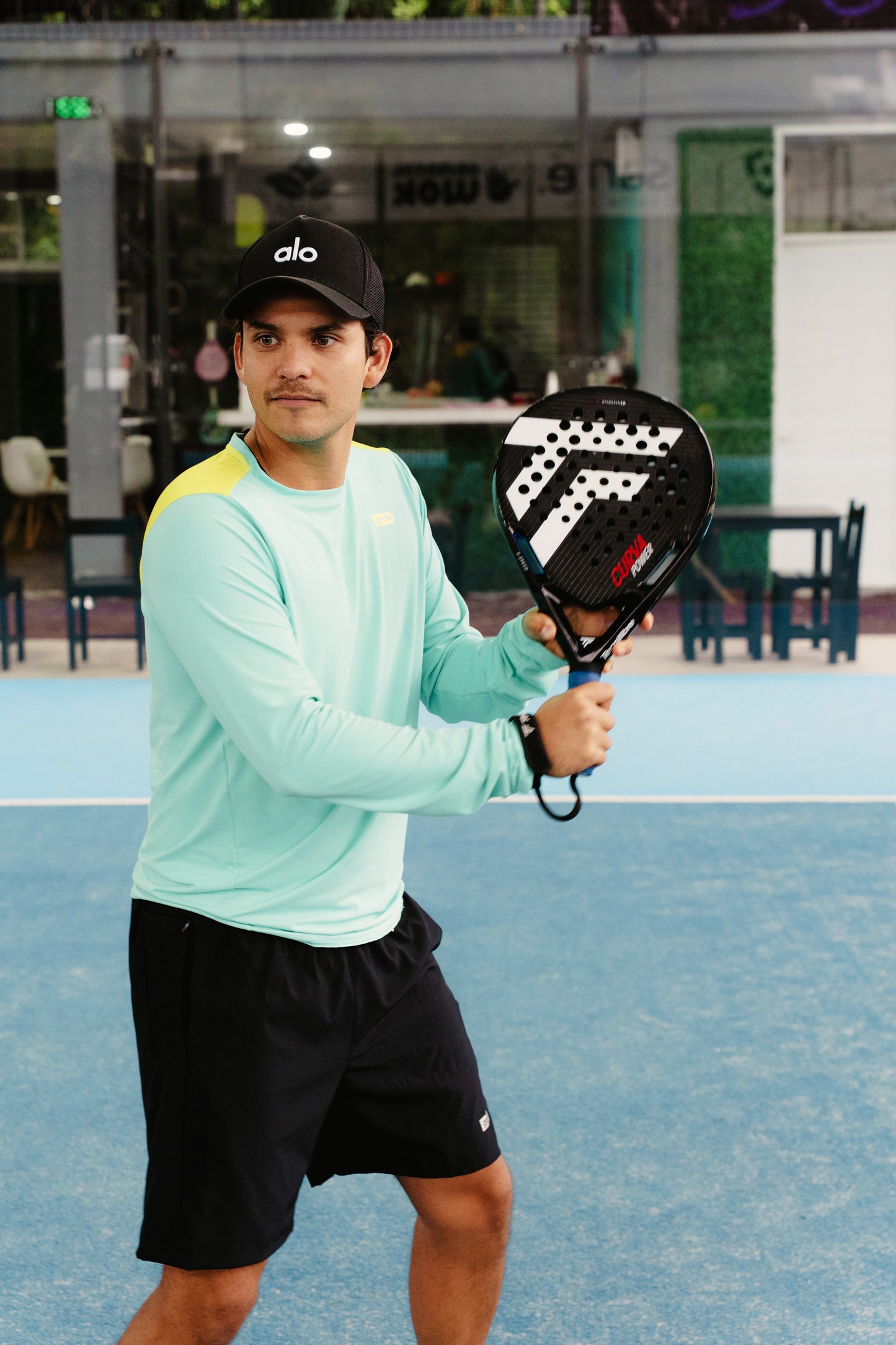 Playera deportiva de manga larga Turquesa