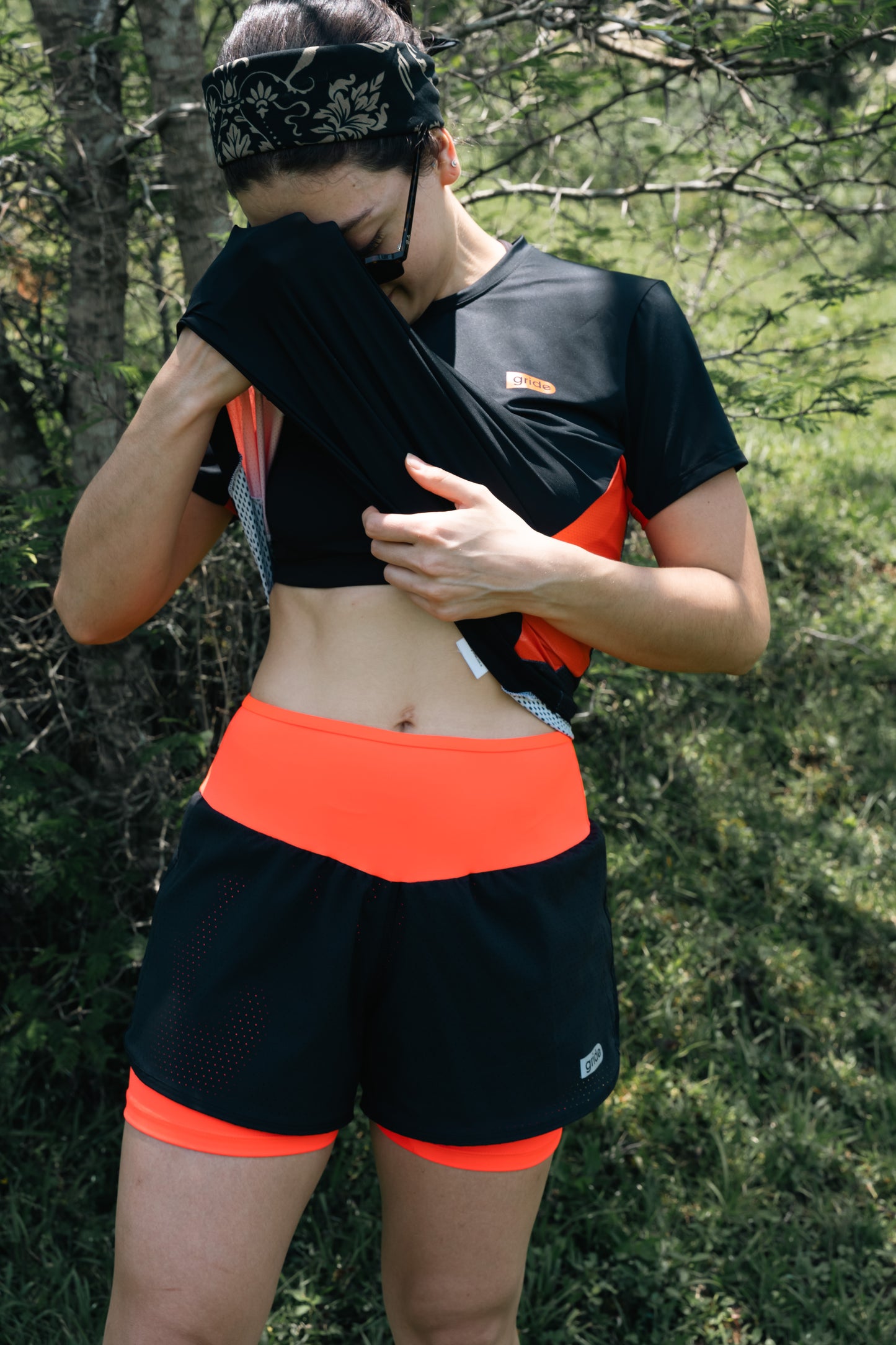 Short/licra Negro Naranja