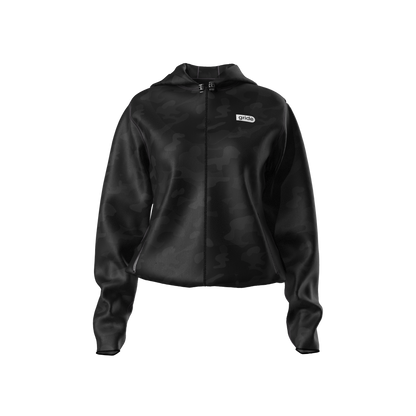 Rompevientos deportivo camuflaje negro con gorro