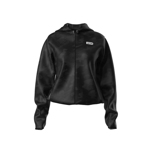 Rompevientos deportivo camuflaje negro con gorro