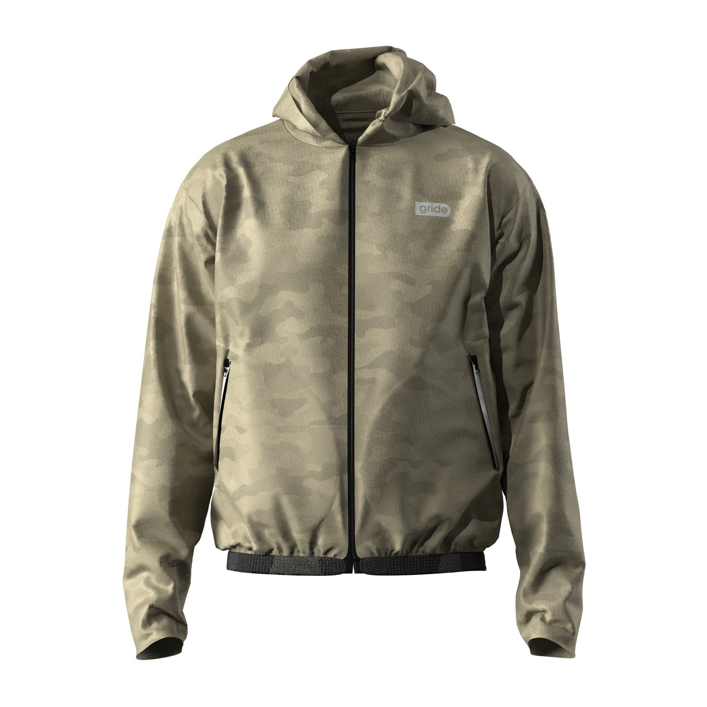 Rompevientos deportivo camuflaje beige con gorro