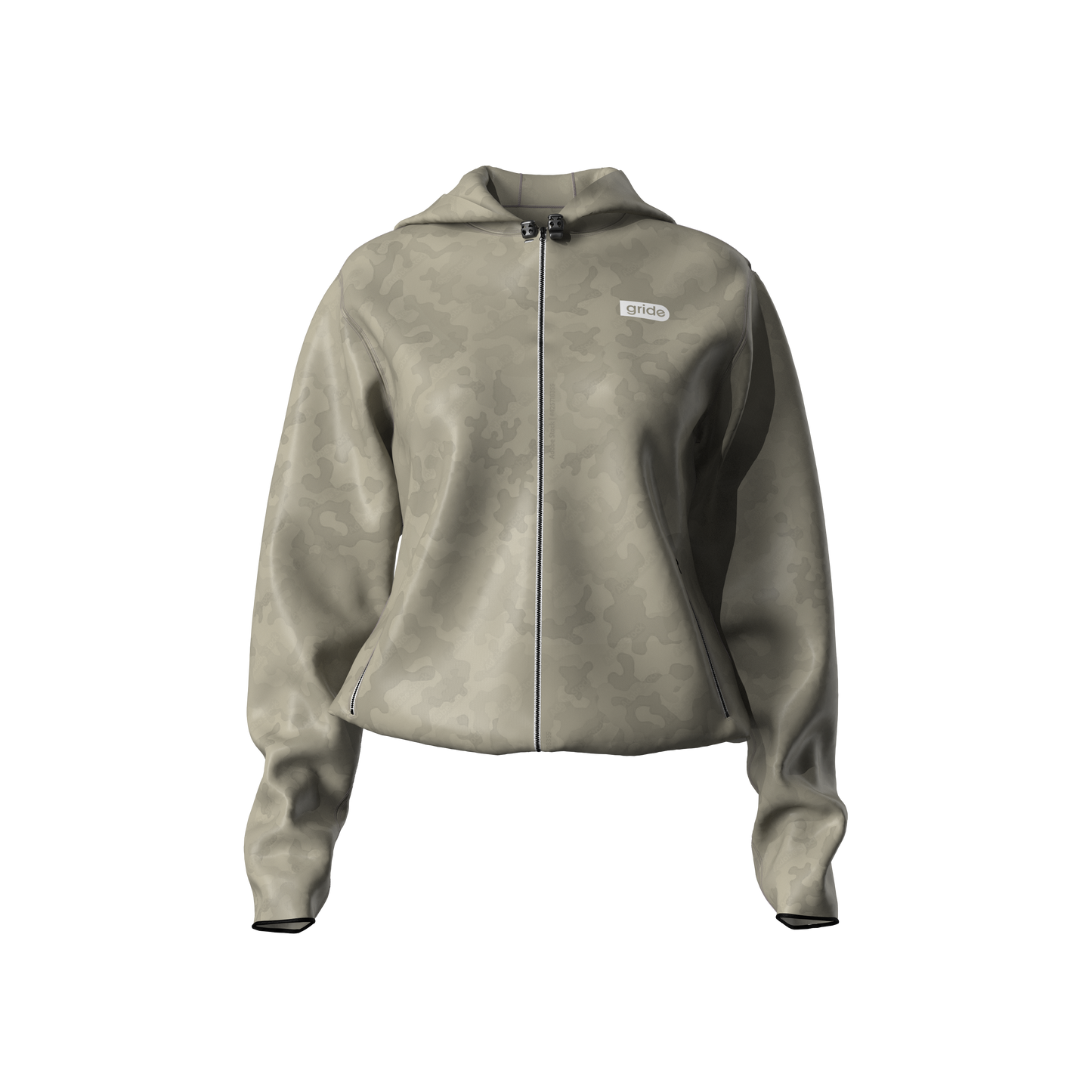 Rompevientos deportivo camuflaje beige con gorro