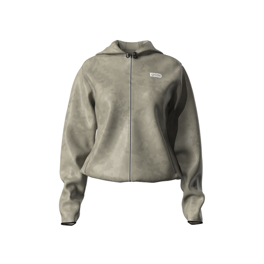 Rompevientos deportivo camuflaje beige con gorro